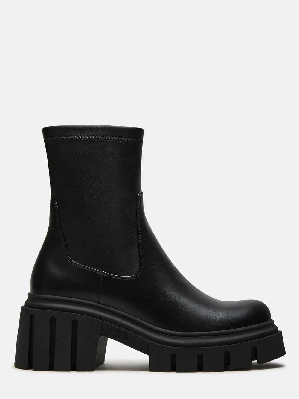 Steve Madden Black Boomba Lug Sole Ankle Boot